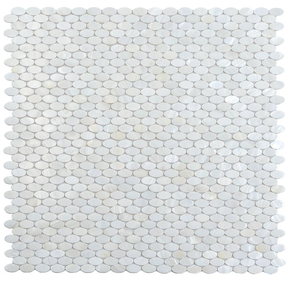 White Mother of Pearl Oval Mosaic Tile