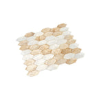 Gold & White Mother Of Pearl Hexagon Mosaic Tile
