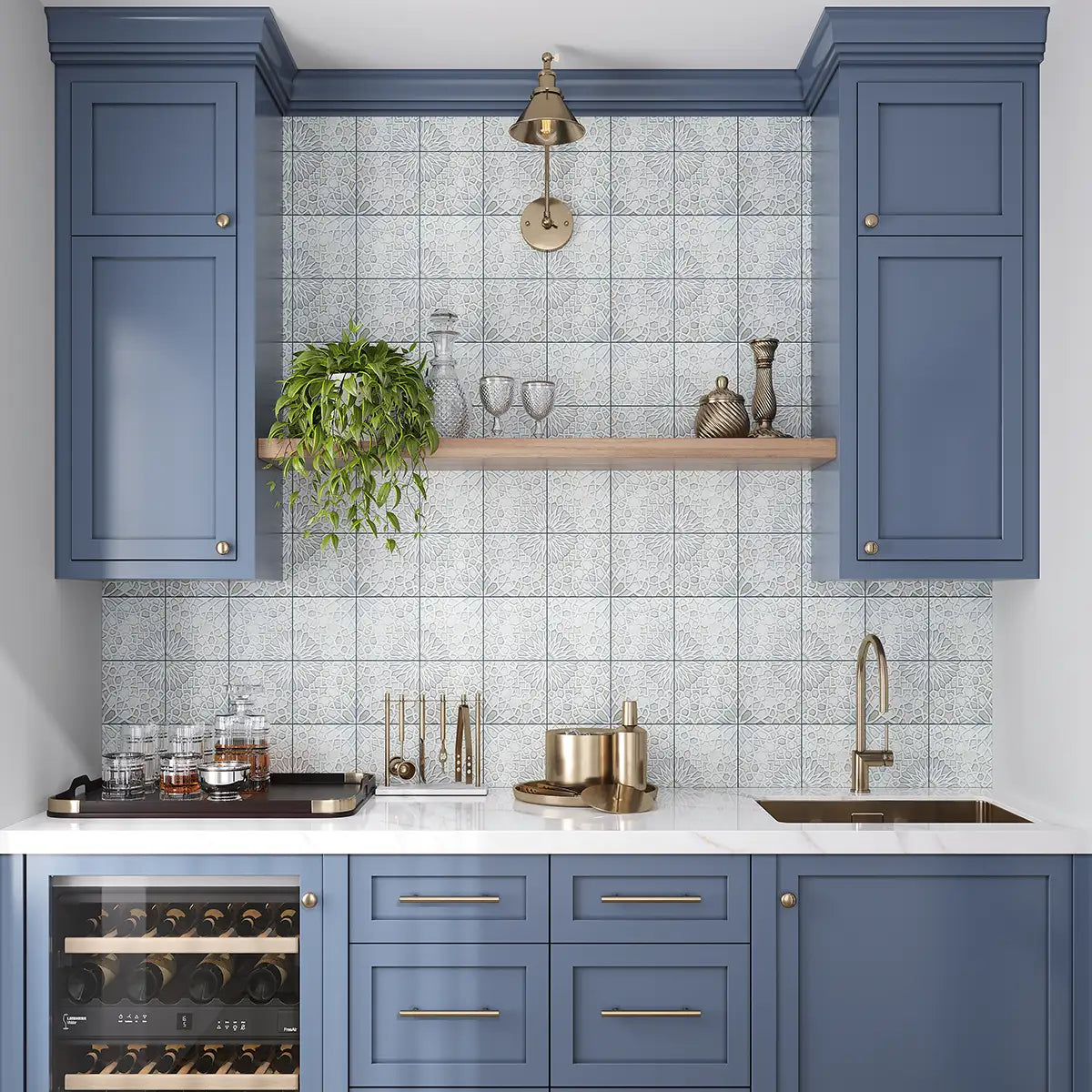 Roxana Blue Moroccan Etched Stone Tile | Tile Club