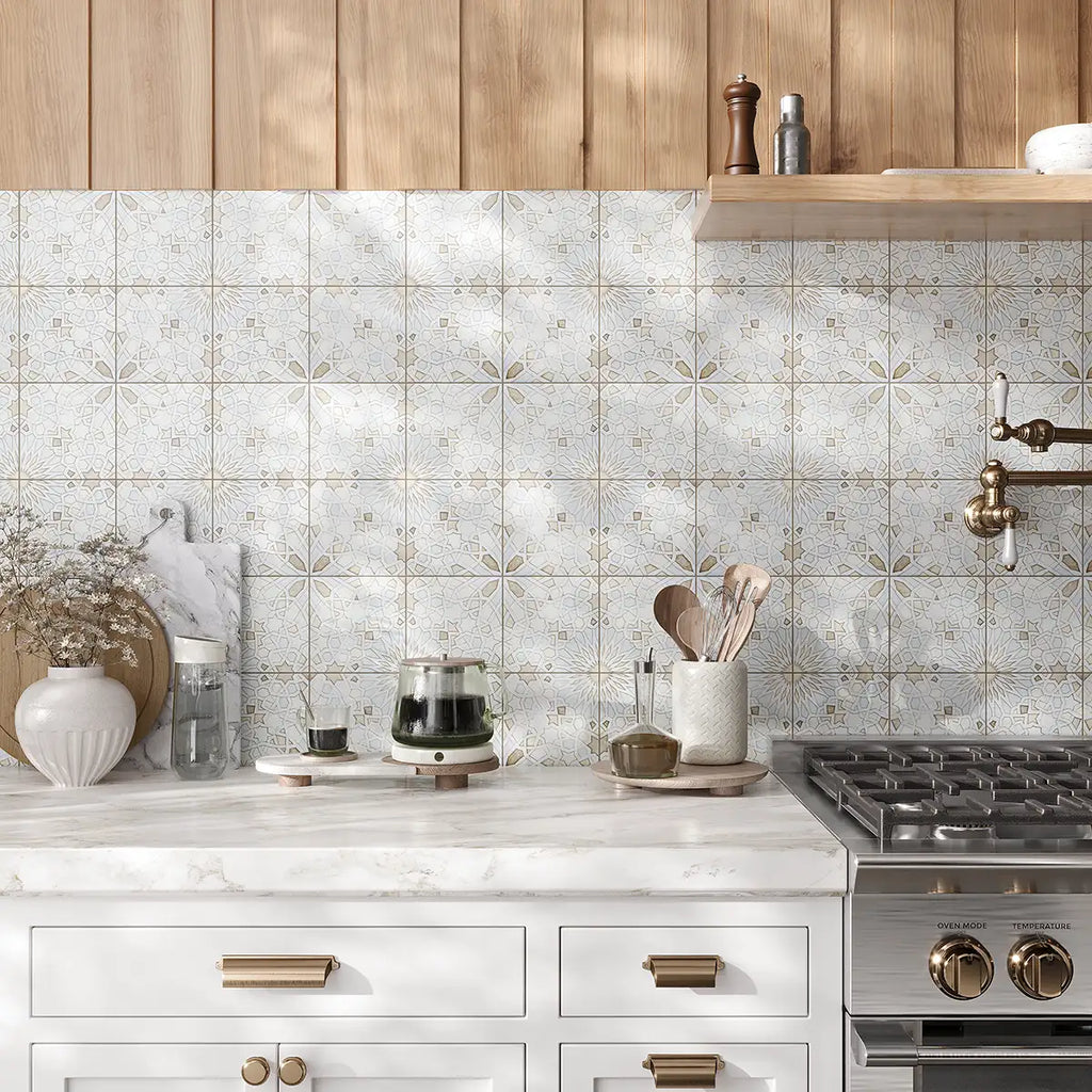 Roxana Cream Moroccan Etched Stone Tile | Tile Club