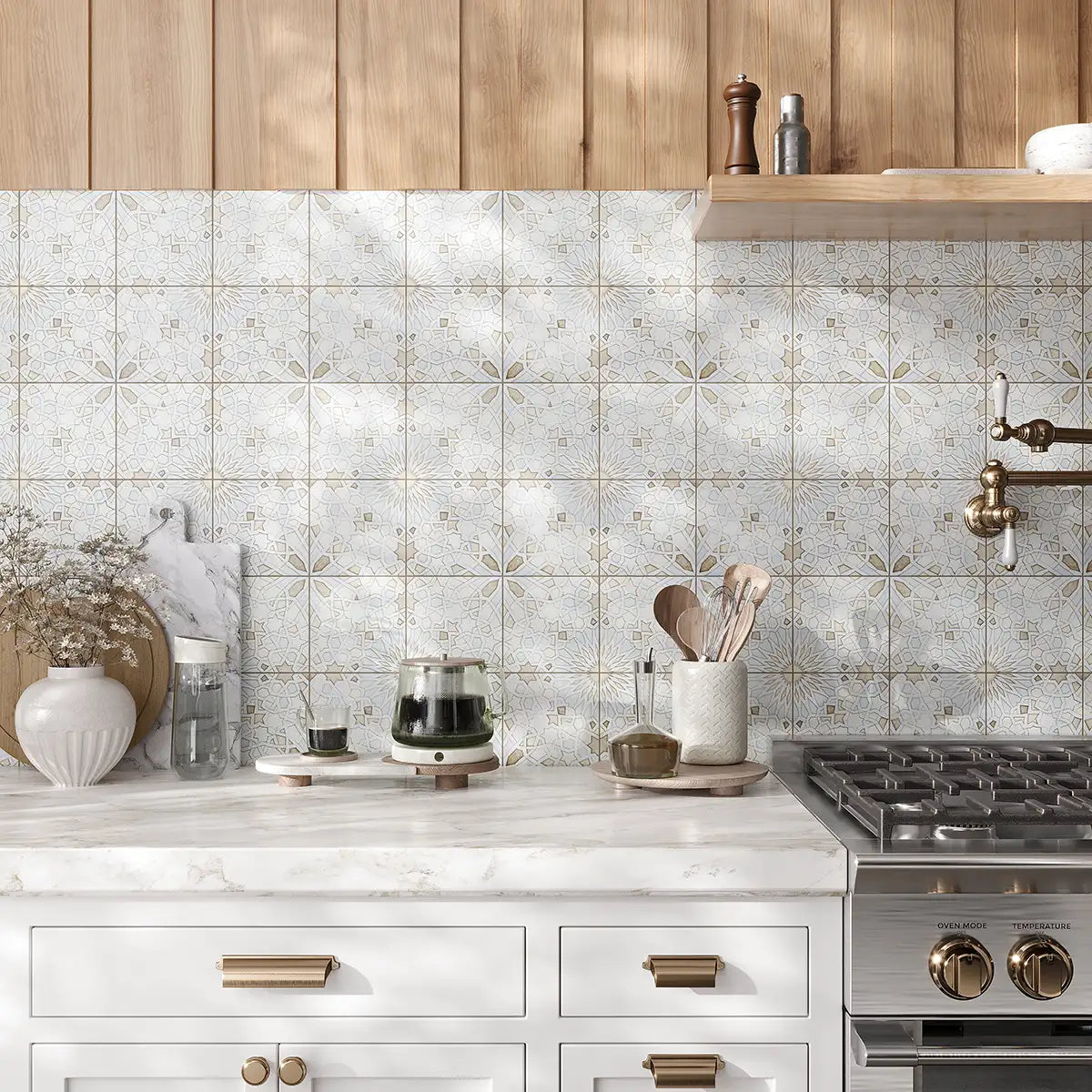 Roxana Cream Moroccan Etched Stone Tile | Tile Club