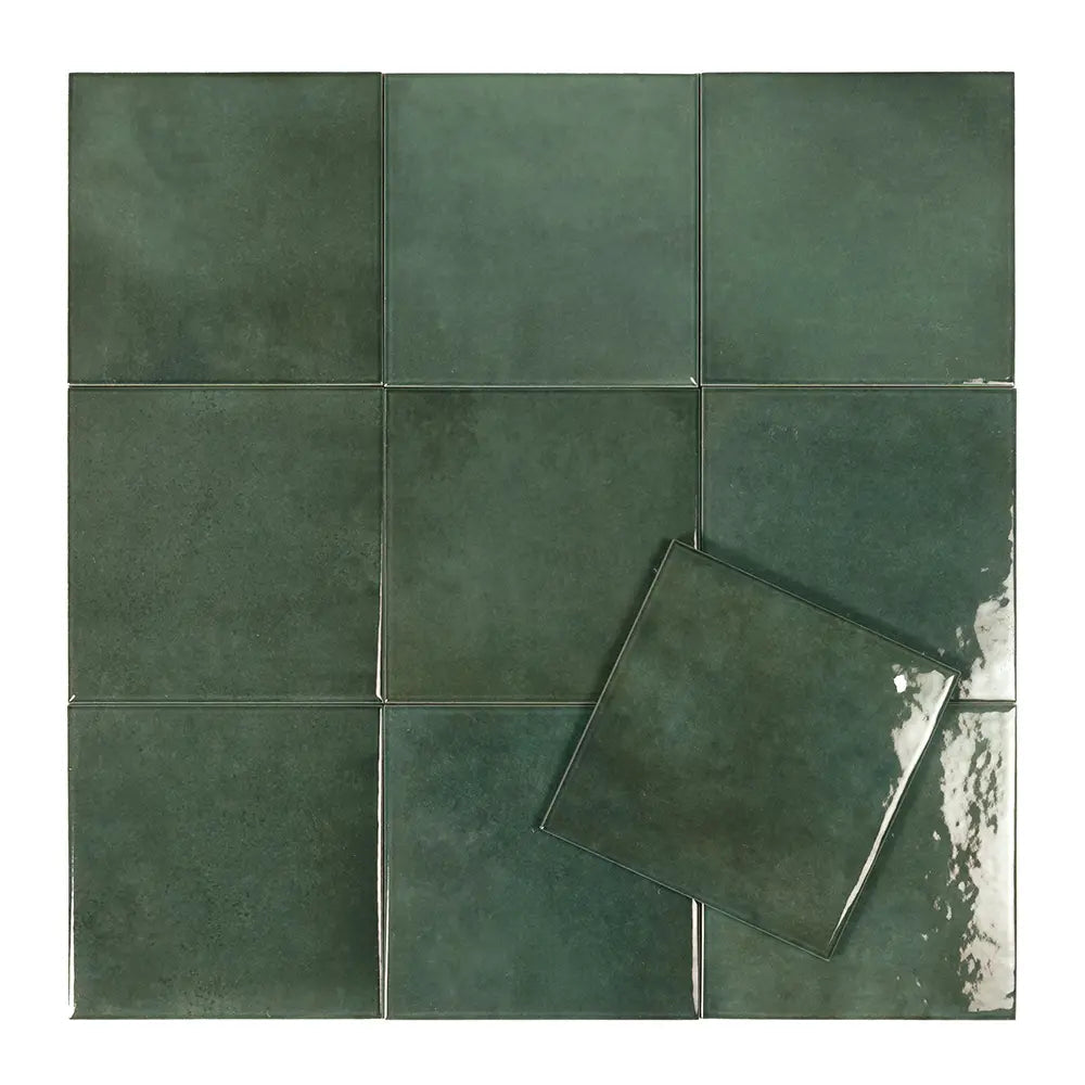 Nerida Green Glossy 5.9" Porcelain Pool Tile | Tile Club