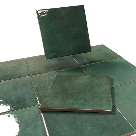 Nerida Green Glossy 5.9" Porcelain Pool Tile | Tile Club