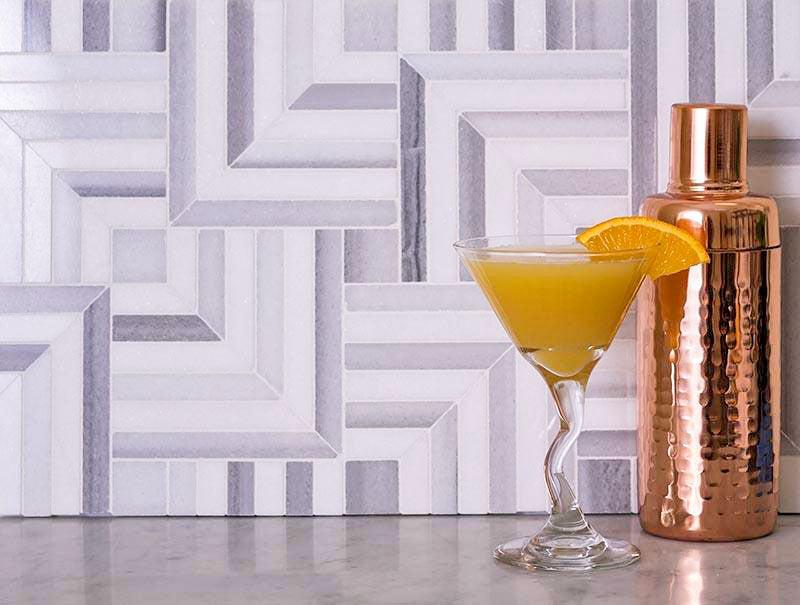 Square Weave Equator & Thassos Polished Mosaic Tile