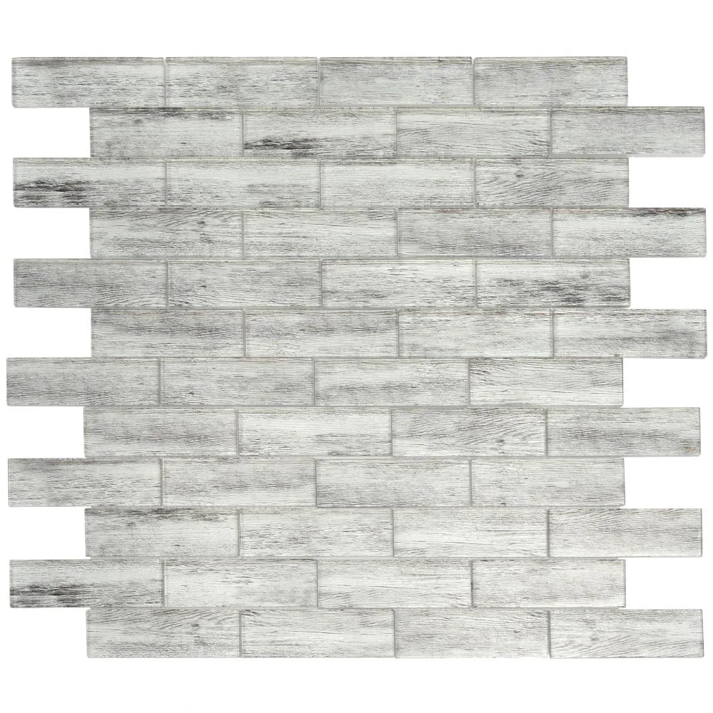 Silver Wooden Glass Subway Mosaic Tile
