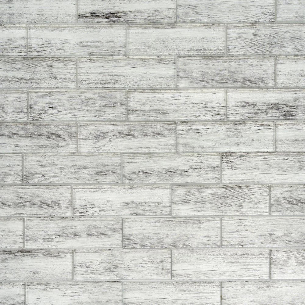 Silver Wooden Glass Subway Mosaic Tile
