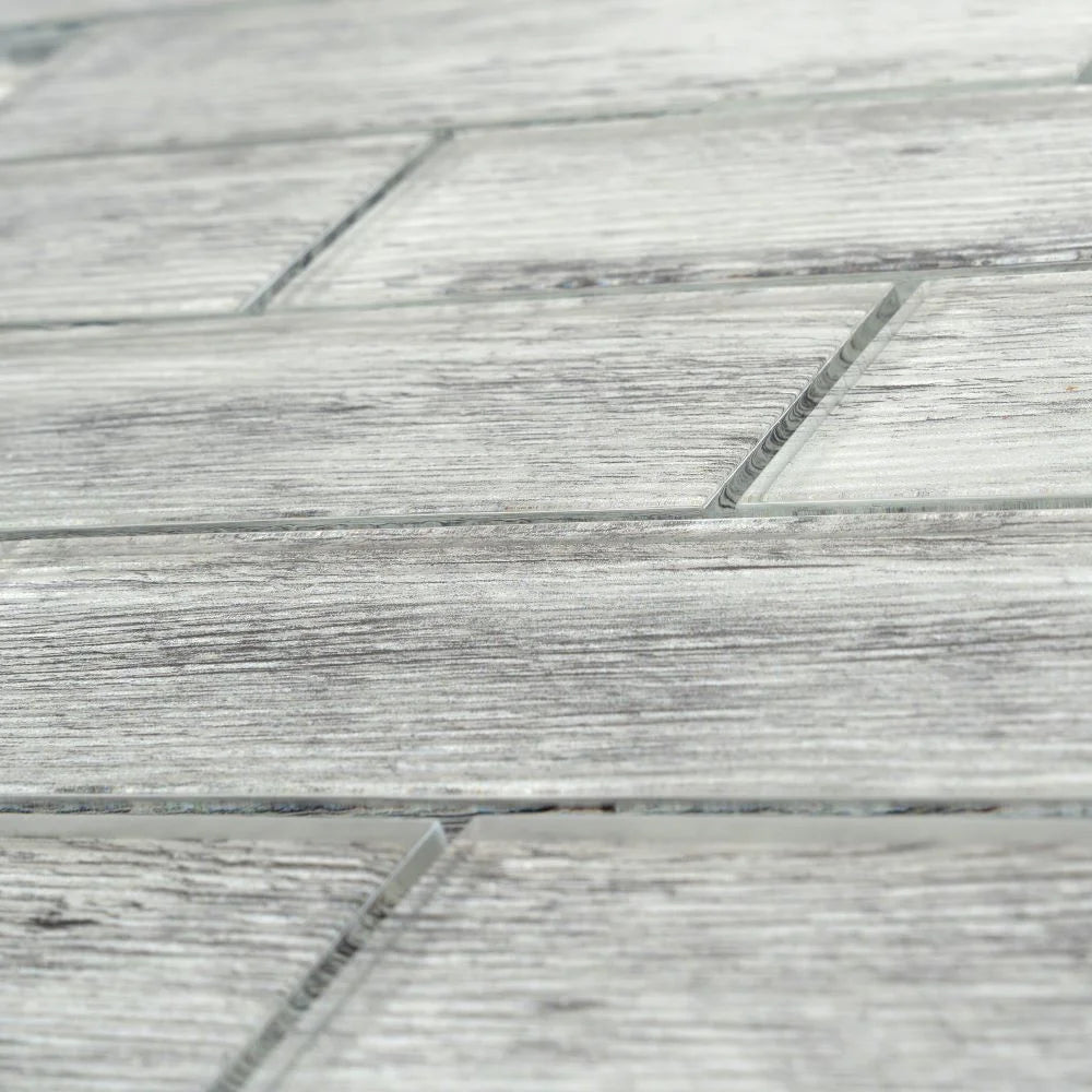 Silver Wooden Glass Subway Mosaic Tile