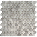 Silver Fabric Glass Hexagon Mosaic Tile