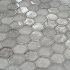 Silver Fabric Glass Hexagon Mosaic Tile