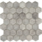 Silver Fabric Glass Hexagon Mosaic Tile
