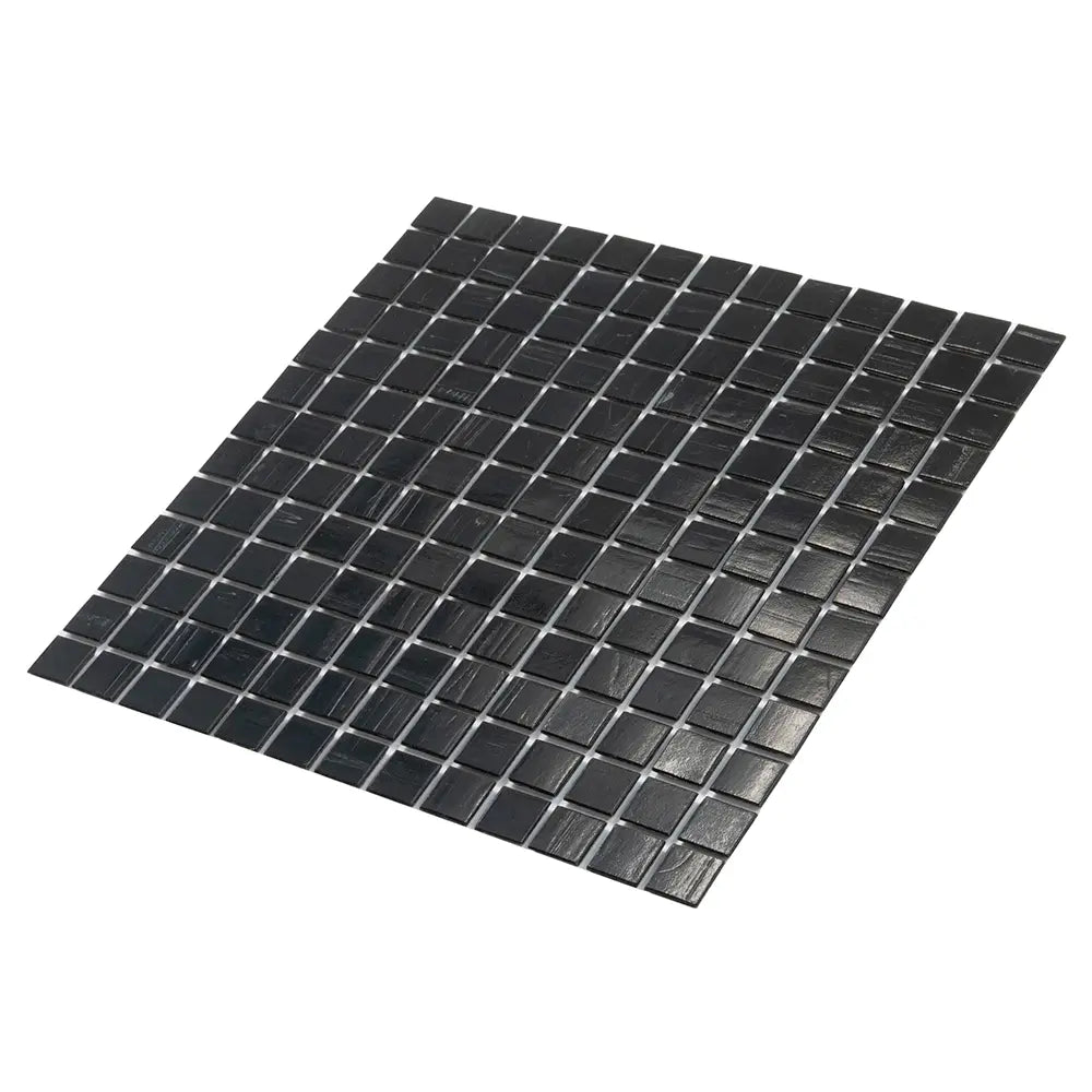 Brushed Black Squares Glass Pool Tile | Tile Club
