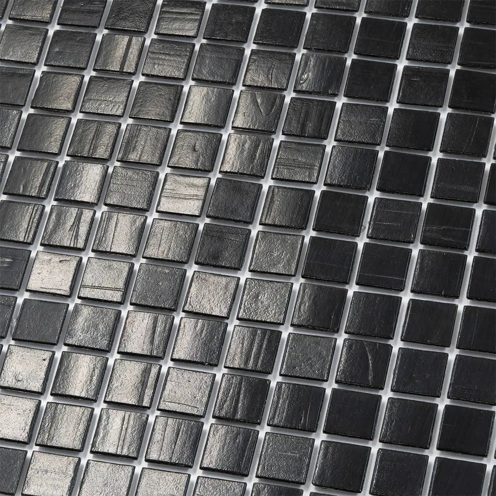 Brushed Black Squares Glass Pool Tile | Tile Club