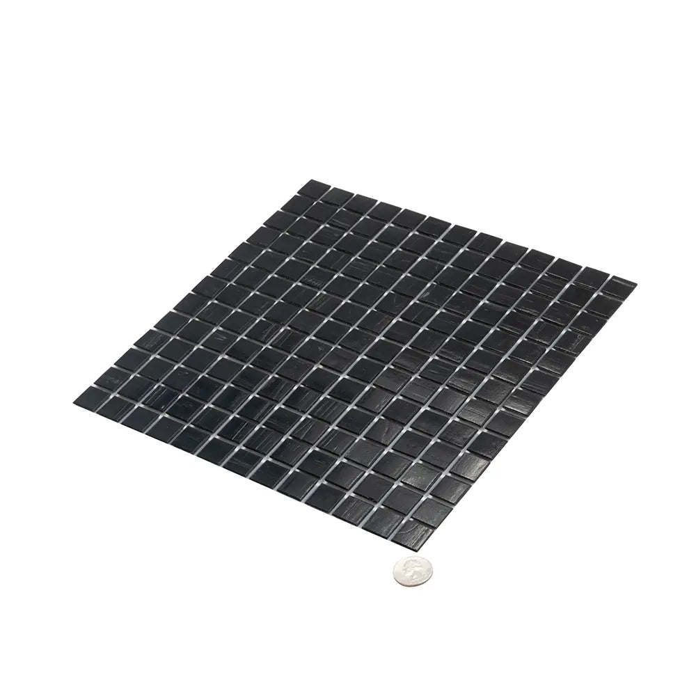 Brushed Black Squares Glass Pool Tile | Tile Club