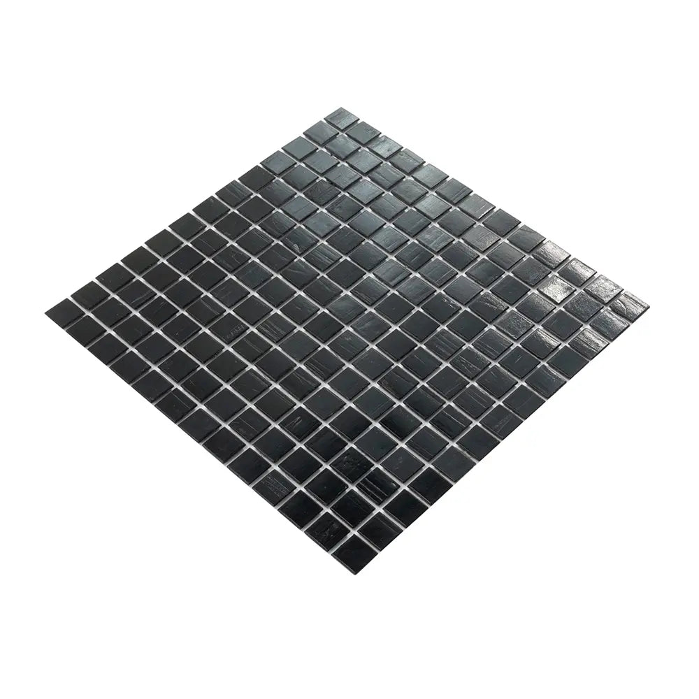 Brushed Black Squares Glass Pool Tile | Tile Club