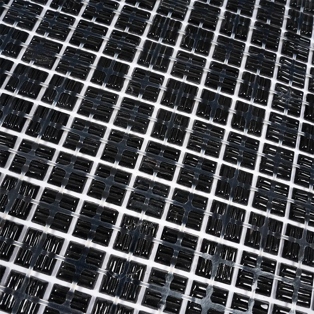 Brushed Black Squares Glass Pool Tile | Tile Club