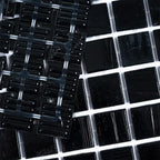 Brushed Black Squares Glass Pool Tile | Tile Club