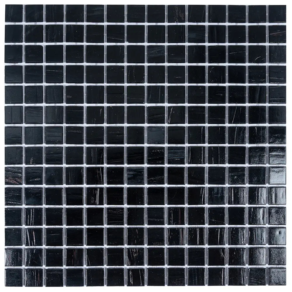 Brushed Black Squares Glass Pool Tile | Tile Club