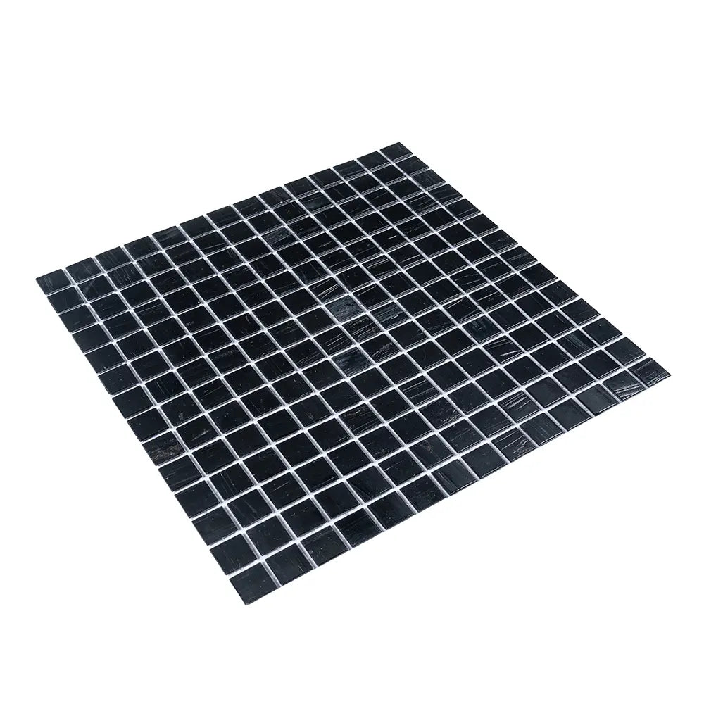 Brushed Black Squares Glass Pool Tile | Tile Club