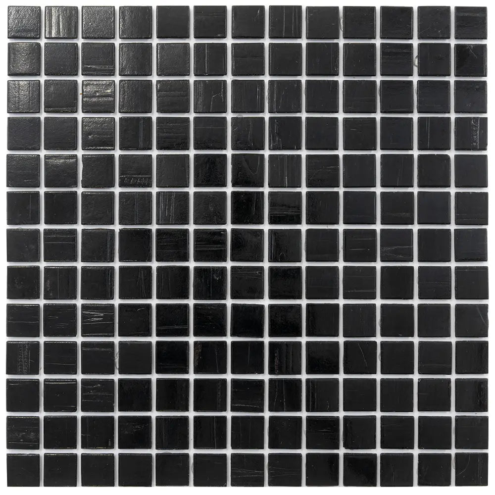 Brushed Black Squares Glass Pool Tile | Tile Club