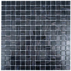 Brushed Sparkly Pearl Black Squares Glass Pool Tile | Tile Club