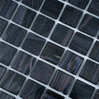 Brushed Sparkly Pearl Black Squares Glass Pool Tile | Tile Club