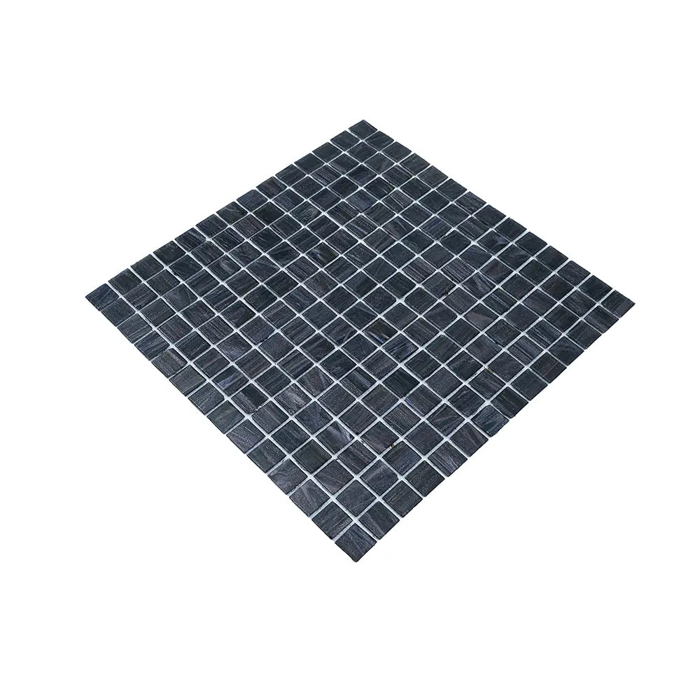 Brushed Sparkly Pearl Black Squares Glass Pool Tile | Tile Club