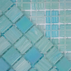 Baby Blue Swirls Squares Glass Pool Tile | Tile Club