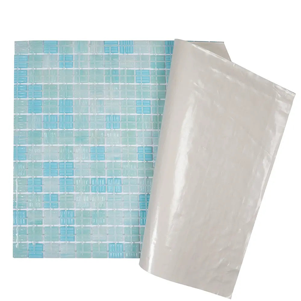 Baby Blue Swirls Squares Glass Pool Tile | Tile Club