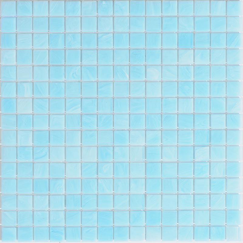 Baby Blue Swirls Squares Glass Pool Tile Sample