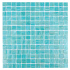 Brushed Sea Blue Squares Glass Pool Tile | Tile Club