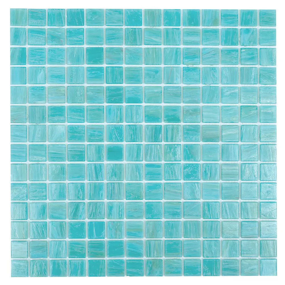 Brushed Sea Blue Squares Glass Pool Tile | Tile Club
