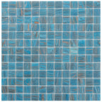 Sparkling Classic Blue and Gold Mixed Squares Glass Pool Tile | Tile Club