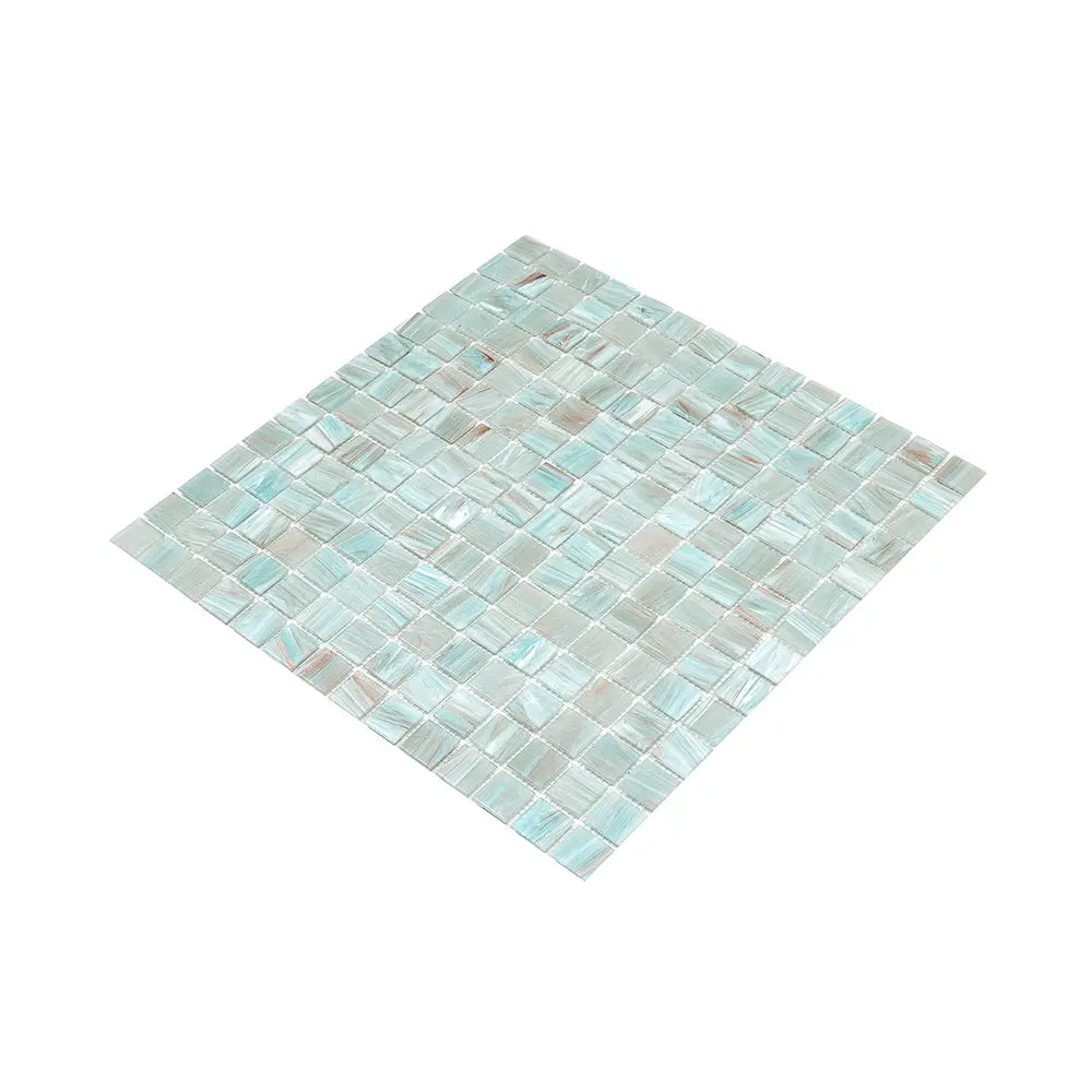 Brushed Powder Blue Mixed Squares Glass Pool Tile | Tile Club