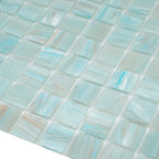Brushed Powder Blue Mixed Squares Glass Pool Tile | Tile Club