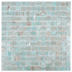 Brushed Powder Blue Mixed Squares Glass Pool Tile | Tile Club