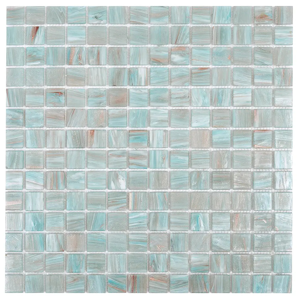 Brushed Powder Blue Mixed Squares Glass Pool Tile | Tile Club