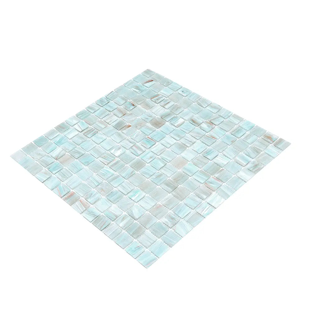 Brushed Powder Blue Mixed Squares Glass Pool Tile | Tile Club