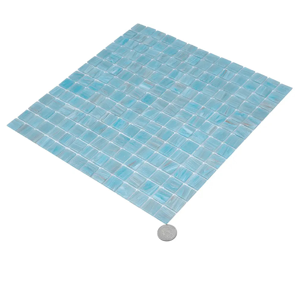 Sparkling Bright Blue & Gold Mixed Squares Glass Pool Tile | Tile Club