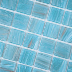 Sparkling Bright Blue & Gold Mixed Squares Glass Pool Tile | Tile Club