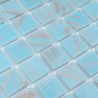 Baby Blue & Gold Mixed Squares Glass Pool Tile | Tile Club