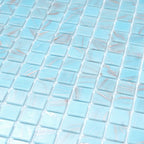 Baby Blue & Gold Mixed Squares Glass Pool Tile | Tile Club