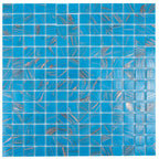 Blue and Golden Sparkles Squares Glass Pool Tile | Tile Club
