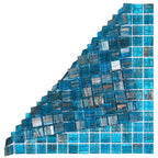 Blue with Gold Stripes Squares Glass Pool Tile | Tile Club