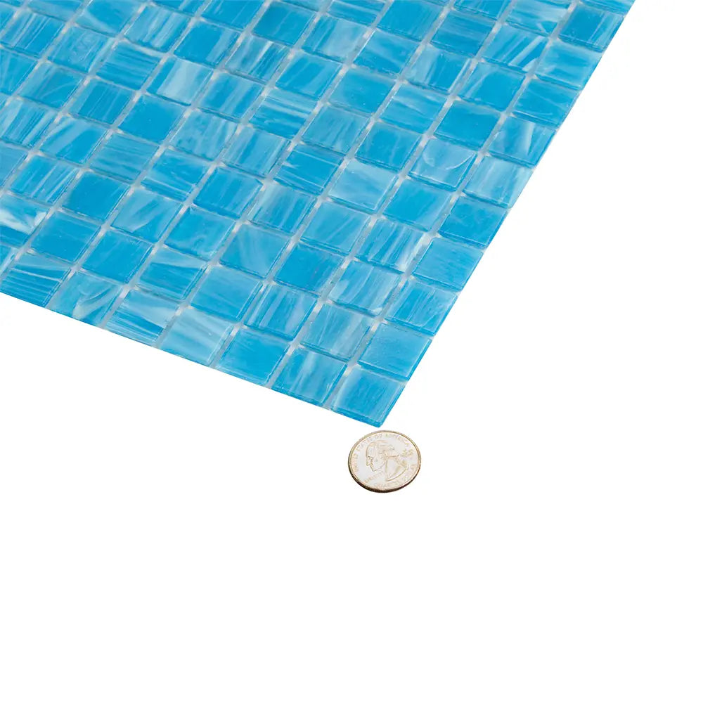 Underwater Blue & White Mixed Squares Glass Pool Tile | Tile Club