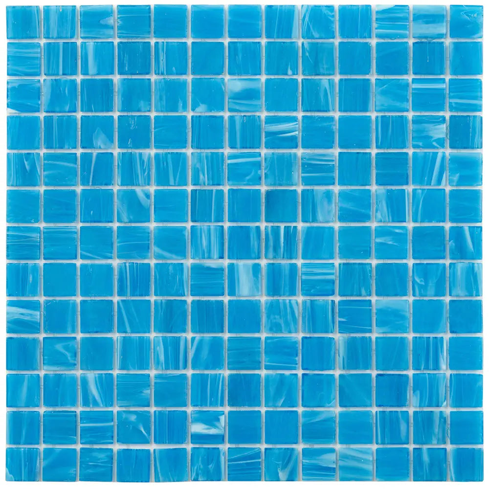 Underwater Blue & White Mixed Squares Glass Pool Tile | Tile Club