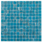 Mixed Blue & Gold Squares Glass Pool Tile | Tile Club