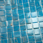 Mixed Blue & Gold Squares Glass Pool Tile | Tile Club