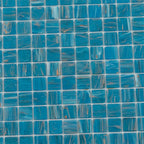 Mixed Blue & Gold Squares Glass Pool Tile | Tile Club