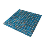 Deep Blue & Gold Swirls Mixed Squares Glass Pool Tile | Tile Club
