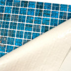 Deep Blue & Gold Swirls Mixed Squares Glass Pool Tile | Tile Club
